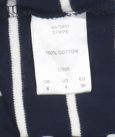 Cotton Traders Women's Blue Striped T-Shirt UK 8