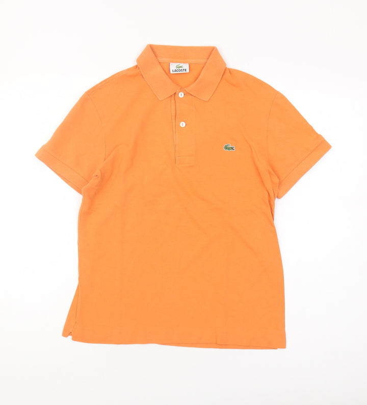 Lacoste Women's Orange Polo Shirt, Size 2, Cotton Casual