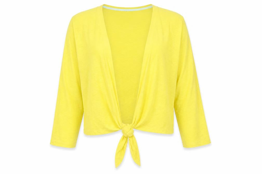 Front view of Adini Women's Yellow Cotton Tunic Blouse M