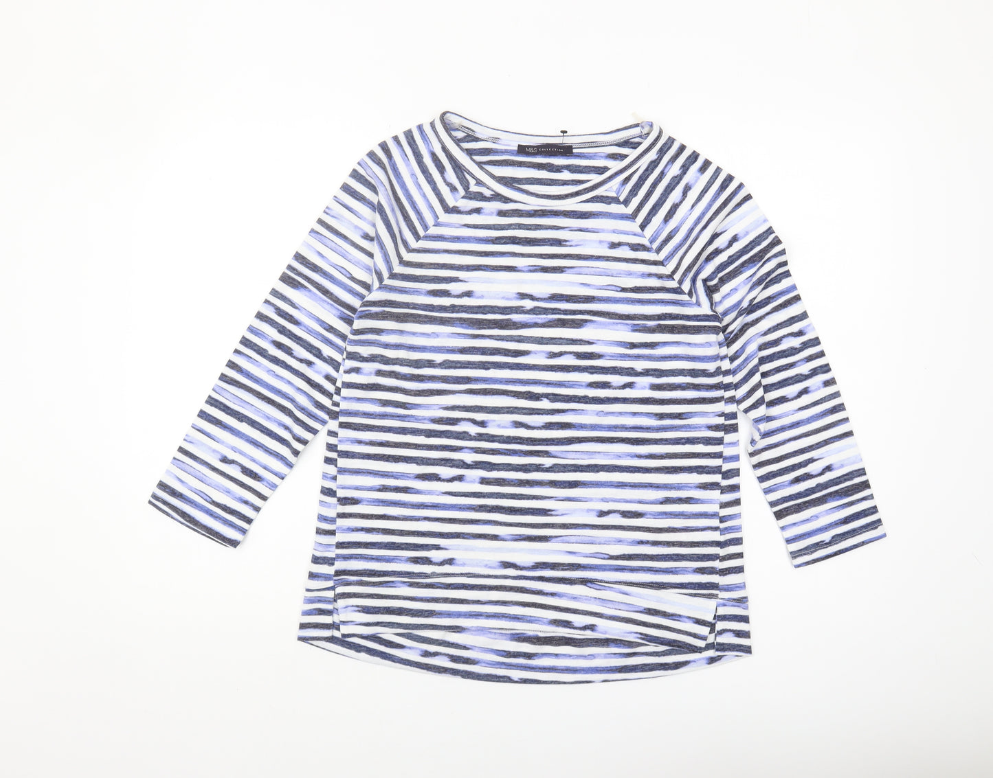 Marks and Spencer Women's Blue Striped T-Shirt, Size 10