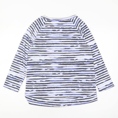 Marks and Spencer Women's Blue Striped T-Shirt, Size 10