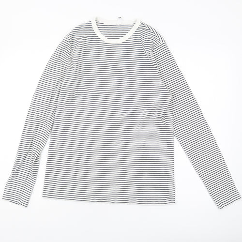 Uniqlo Unisex Striped Long Sleeve T-Shirt L White