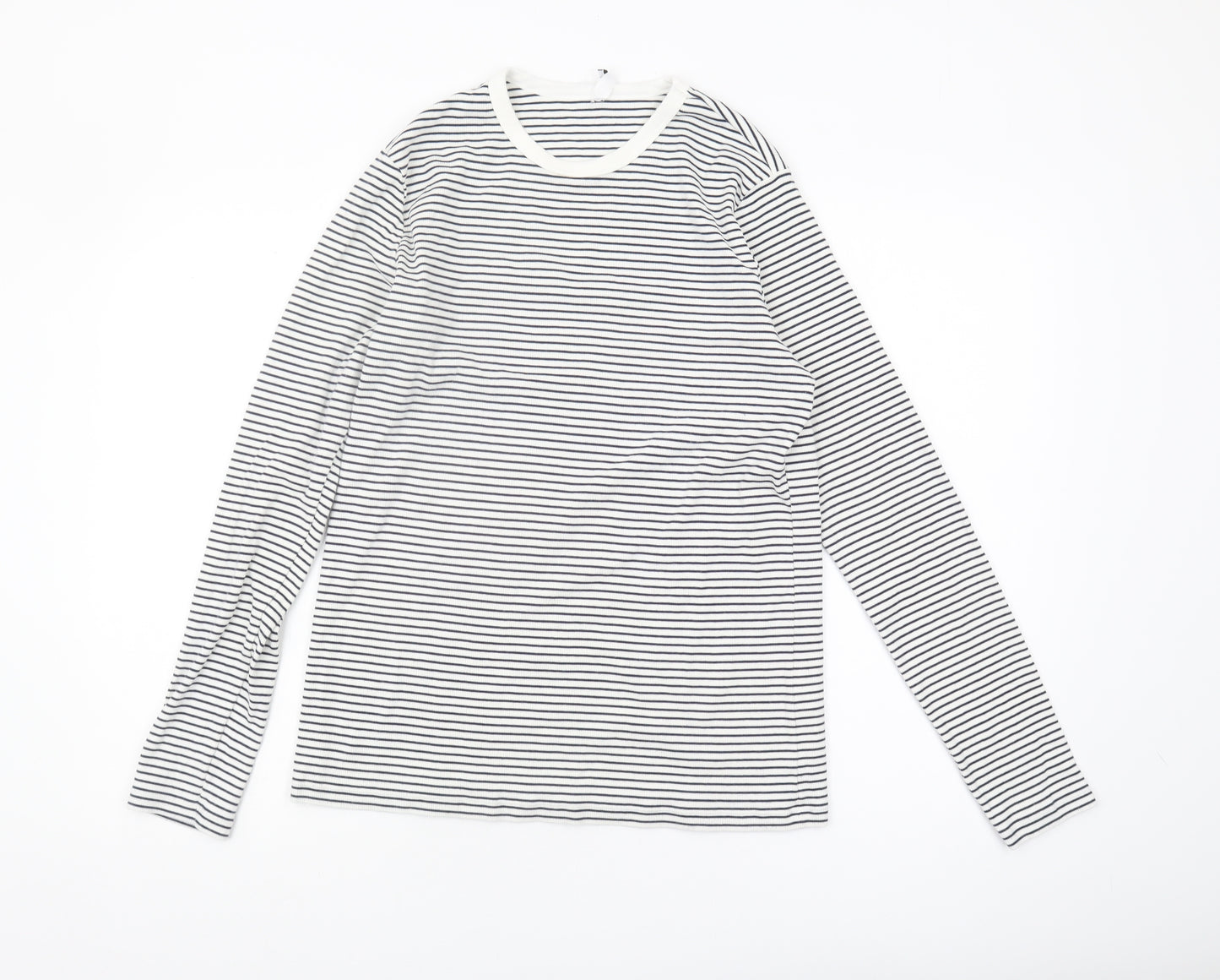Uniqlo Unisex Striped Long Sleeve T-Shirt L White