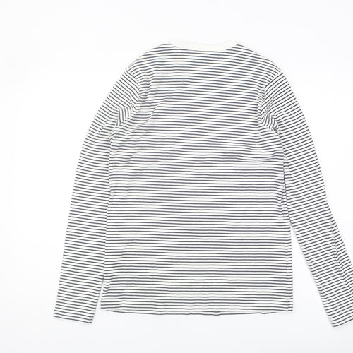 Uniqlo Unisex Striped Long Sleeve T-Shirt L White