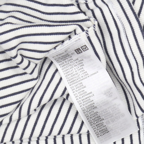 Uniqlo Unisex Striped Long Sleeve T-Shirt L White