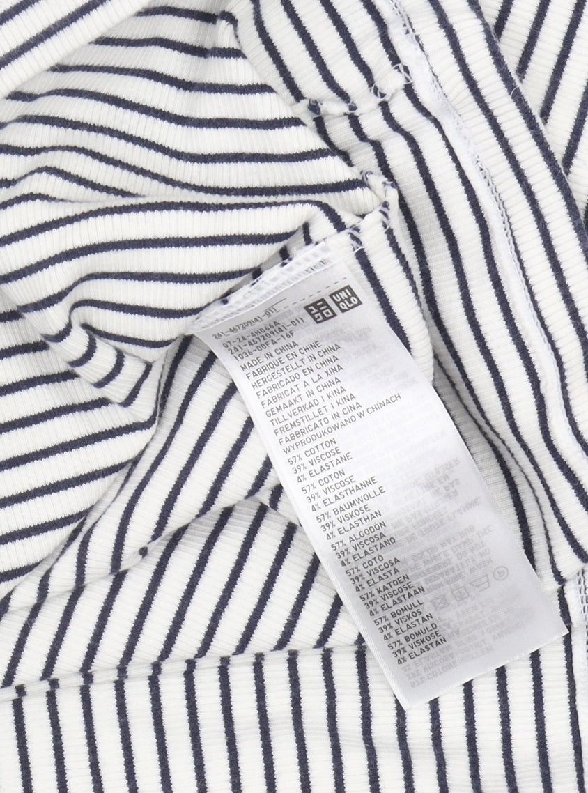 Uniqlo Unisex Striped Long Sleeve T-Shirt L White