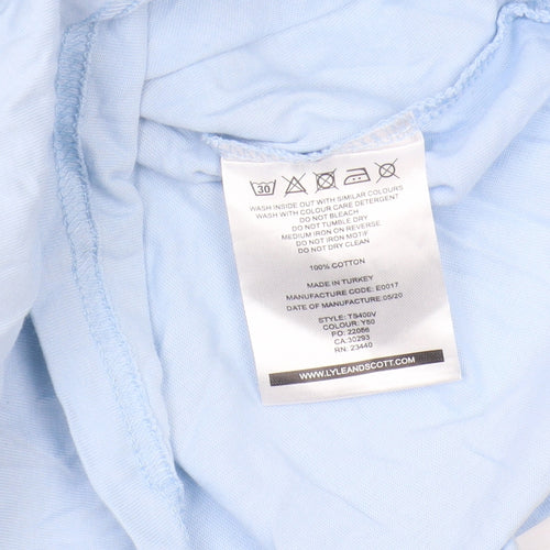 Lyle & Scott Men's Blue Cotton Logo T-Shirt, Size L