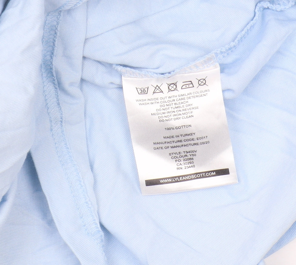 Lyle & Scott Men's Blue Cotton Logo T-Shirt, Size L