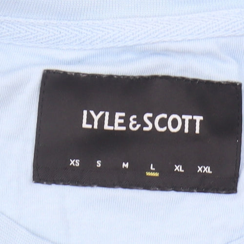 Lyle & Scott Men's Blue Cotton Logo T-Shirt, Size L