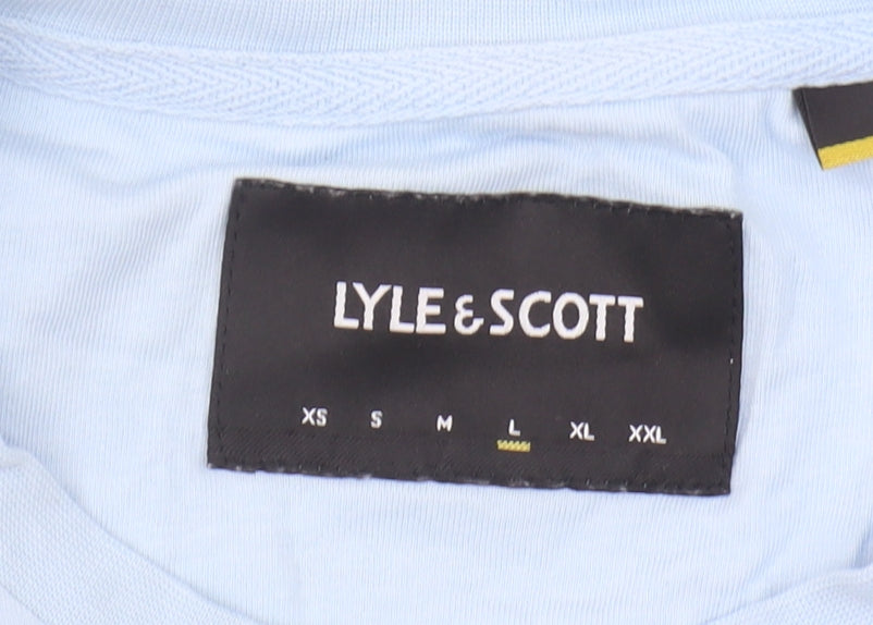 Lyle & Scott Men's Blue Cotton Logo T-Shirt, Size L