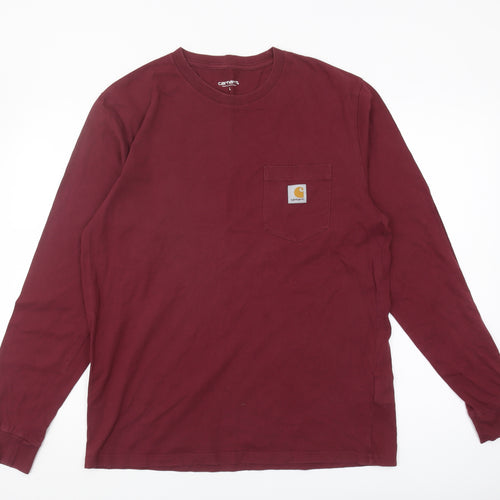 Carhartt Men's Red Long Sleeve Pocket T-Shirt L