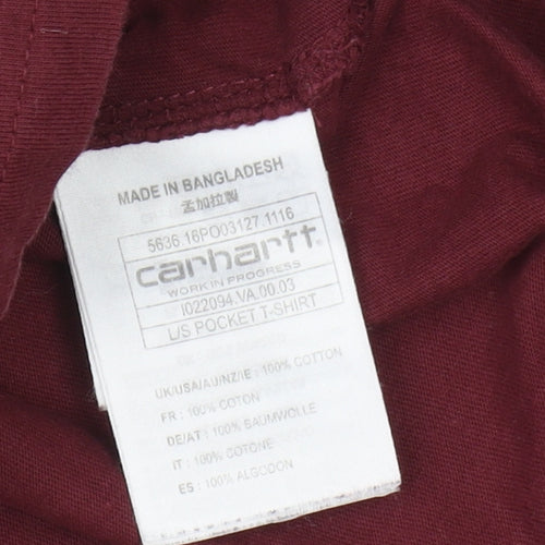 Carhartt Men's Red Long Sleeve Pocket T-Shirt L