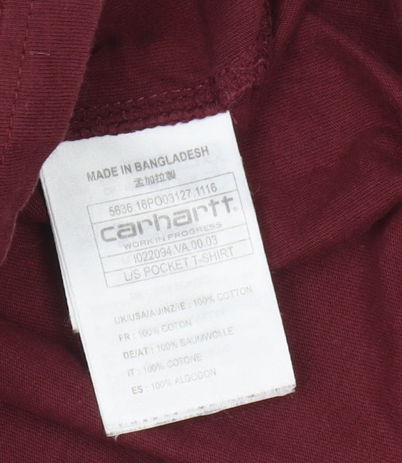 Carhartt Men's Red Long Sleeve Pocket T-Shirt L