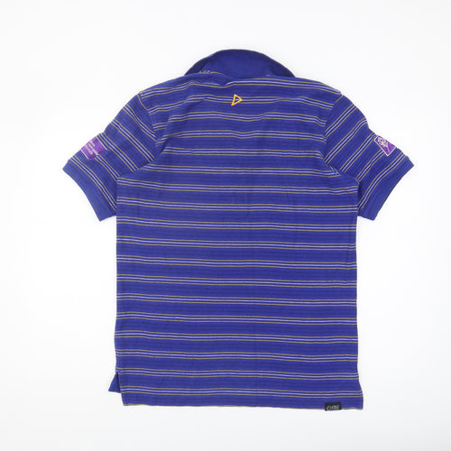 ISC Men's Blue Striped Polo Shirt - Size S