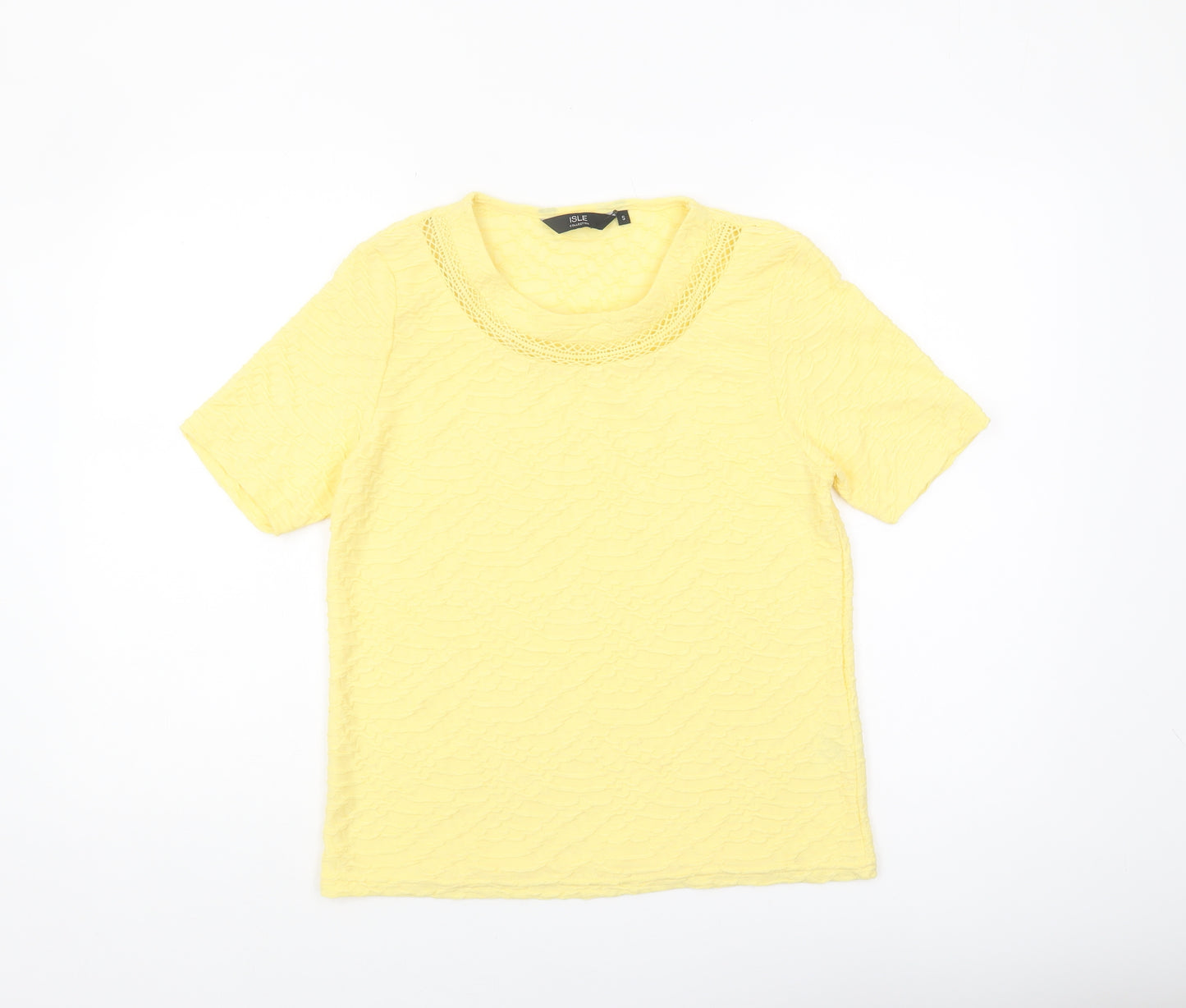 ISLE Women's Yellow Basic Short Sleeve Top, Size S