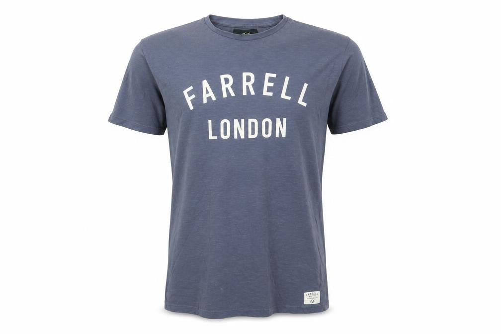 Front view of Farrell Men's Blue Graphic Print T-Shirt, Medium