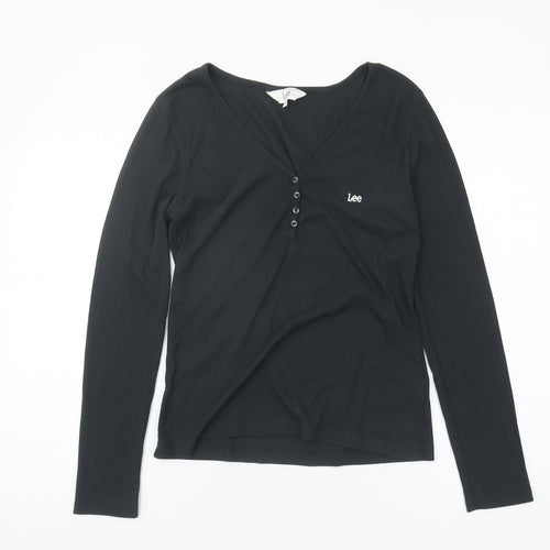 Lee Women's Black Slim Fit Long Sleeve T-Shirt - Size L