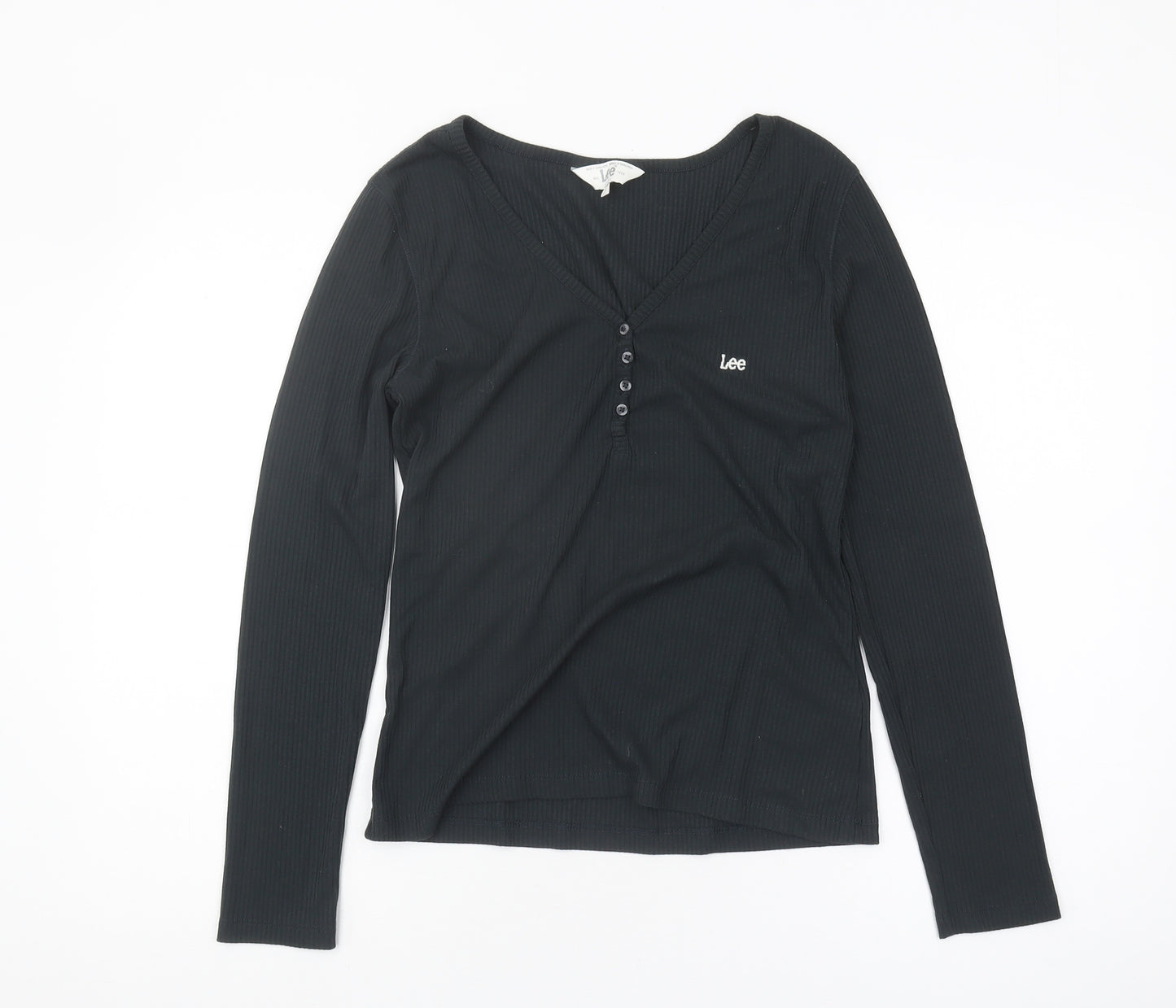 Lee Women's Black Slim Fit Long Sleeve T-Shirt - Size L