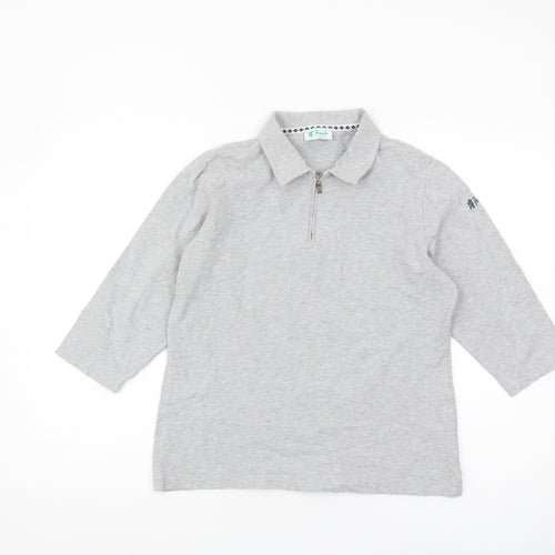 Pringle Golf Unisex Grey Collared Top, Size L Casual Zip