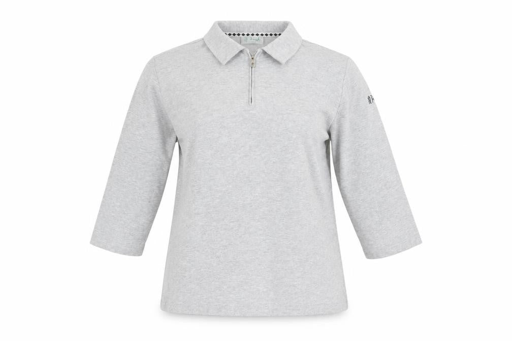 Front view of Pringle Golf unisex grey collared top, size L, casual zip