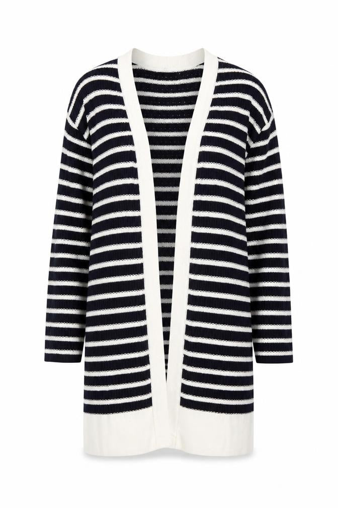 Front view of Gap Women's Blue Striped Cardigan, size S