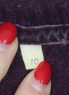 White Stuff Women's Purple Jumper Size 10 Crew Neck