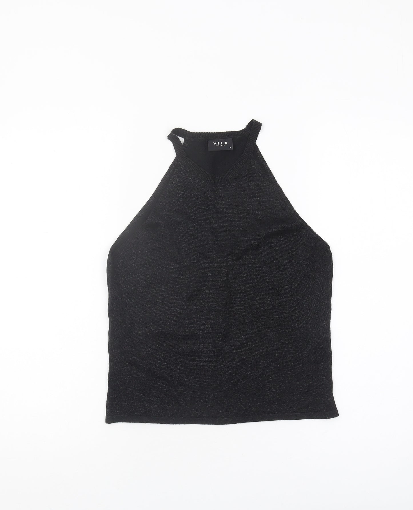 VILA Women's Black Halter Tank Top M