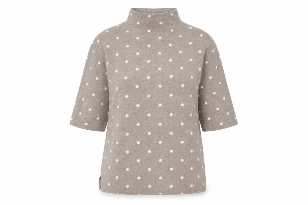 Front view of Cynthia Rowley Women's Beige Polka Dot Jumper - M