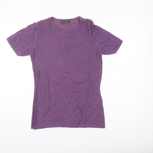 Debenhams Women's Purple Beaded Jumper, Size 10