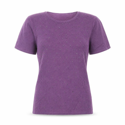 Debenhams Women's Purple Beaded Jumper, Size 10