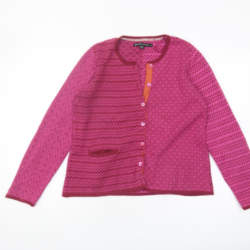 Gudrun Sjödén Women's Pink Geometric Cotton Cardigan M