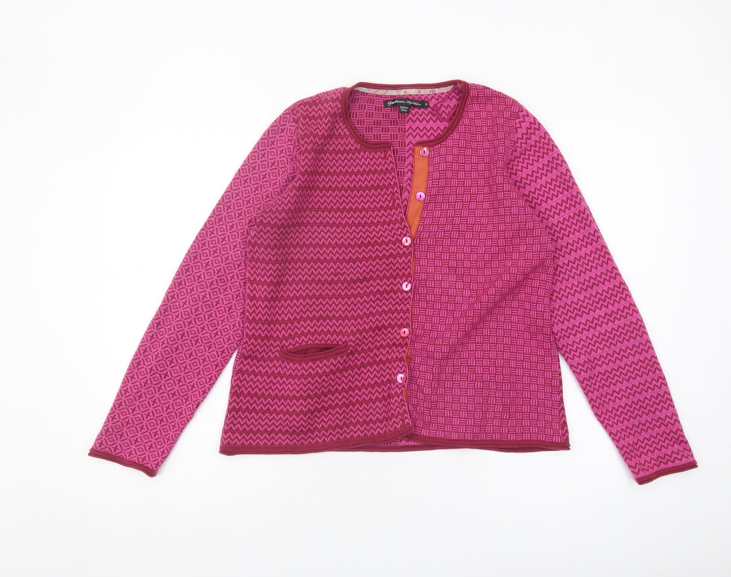 Gudrun Sjödén Women's Pink Geometric Cotton Cardigan M