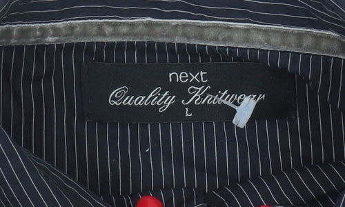 Next Men's Black V-Neck Jumper, Size L, Striped