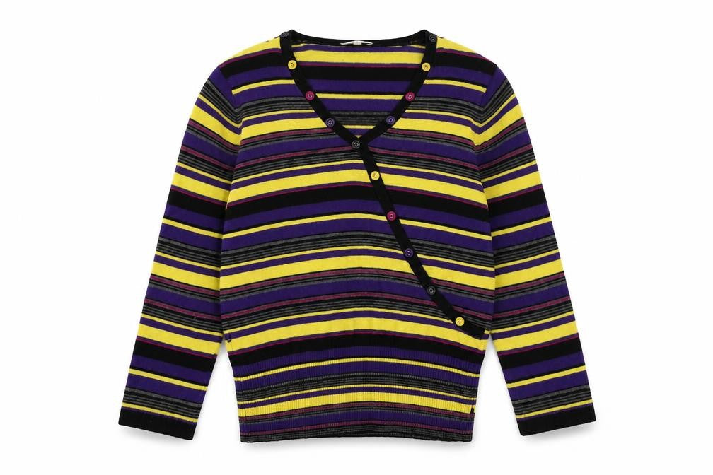 Front view of Country Casuals Women's Multicoloured Striped Cardigan M