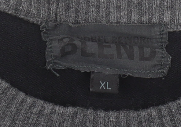 Blend Men's XL Black Pullover Jumper, Cotton, Crew Neck
