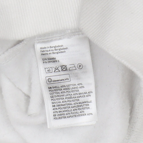 H&M Essentials Men's White S Pullover Hoodie