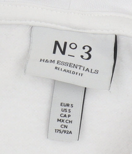 H&M Essentials Men's White S Pullover Hoodie