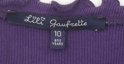 Lili Gaufrette Girls Purple Button-Up Top Long Sleeve Size 10