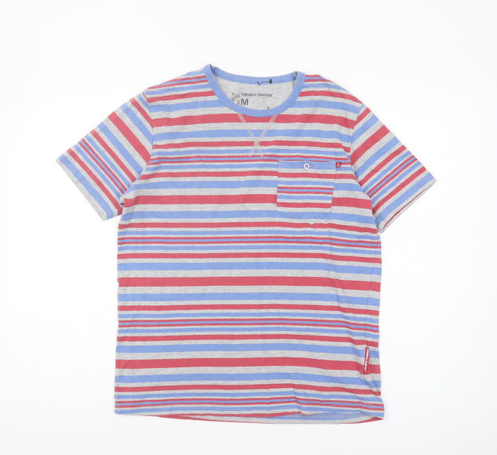 Criminal Damage Men's Multicoloured Striped T-Shirt