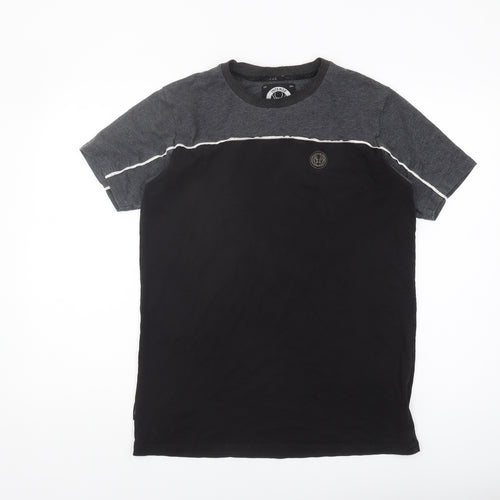 Intense Men's Black/Grey Colourblock T-Shirt Medium