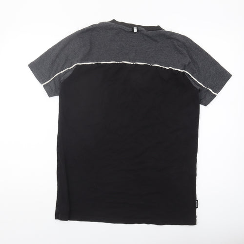 Intense Men's Black/Grey Colourblock T-Shirt Medium