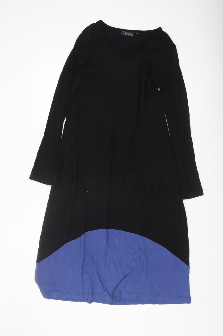 Capri Women's Black/Blue Colourblock V-Neck Dress XS/S