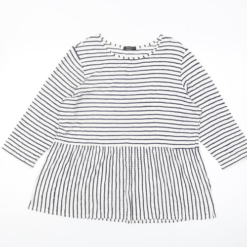 Roman Women's Black Striped 3/4 Sleeve Top, Size 16