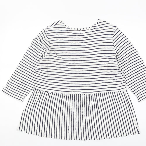 Roman Women's Black Striped 3/4 Sleeve Top, Size 16