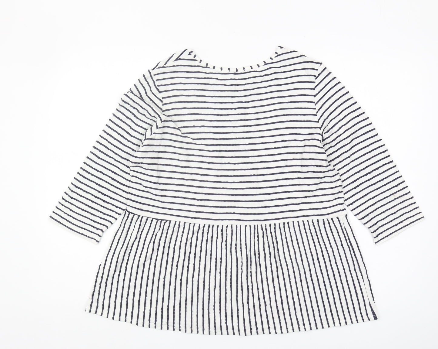 Roman Women's Black Striped 3/4 Sleeve Top, Size 16