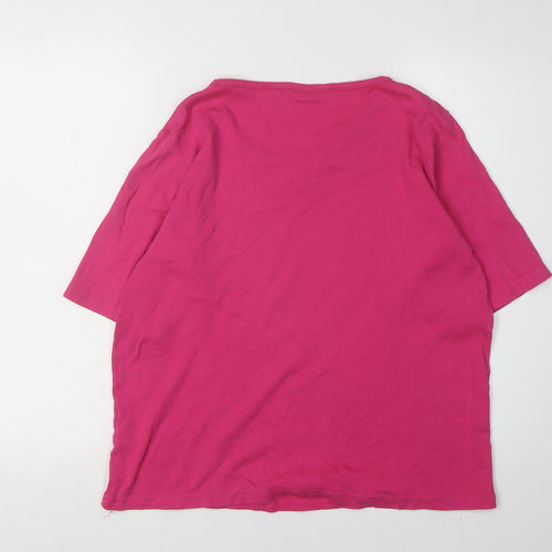 Isle Women's Pink Basic Crew Neck T-Shirt, Size 18