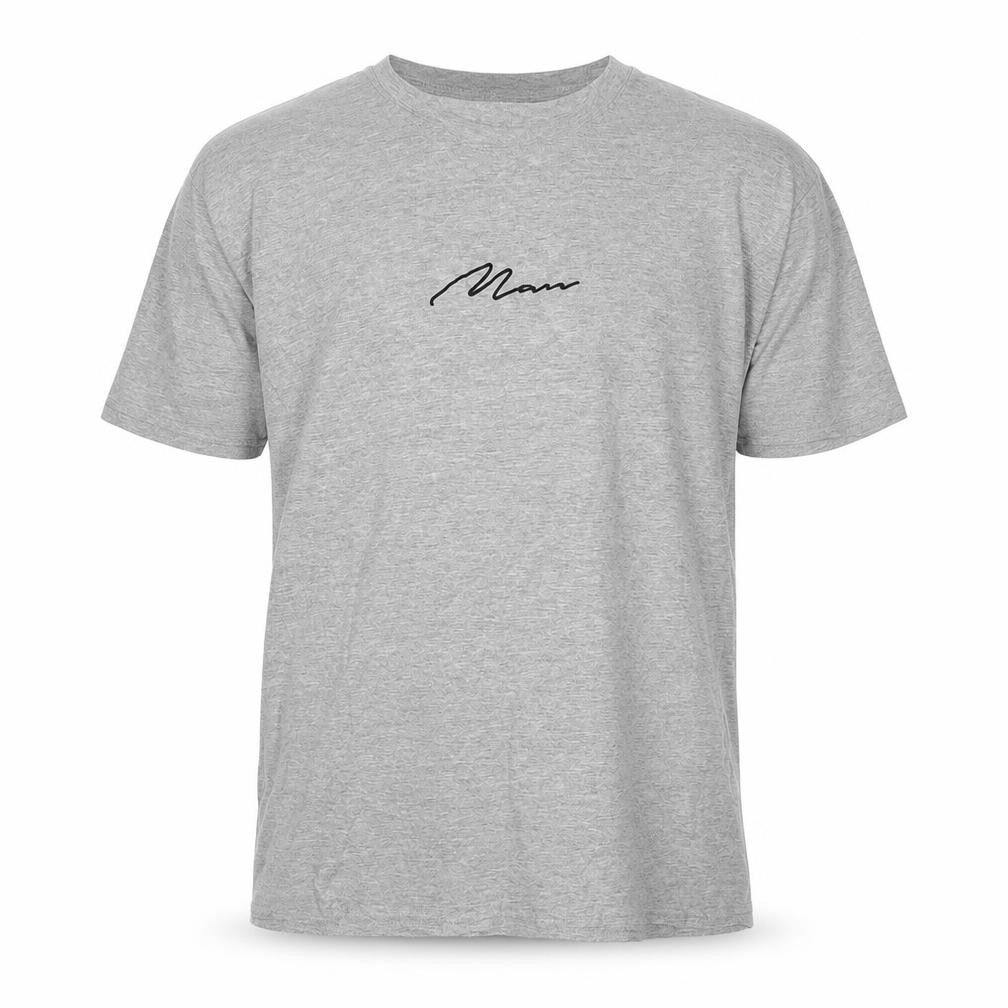 Front view of boohooMAN Men's Grey Cotton T-Shirt L