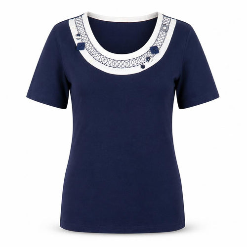 Damart Women's Blue T-Shirt Size 10/12 - Elegant Casual