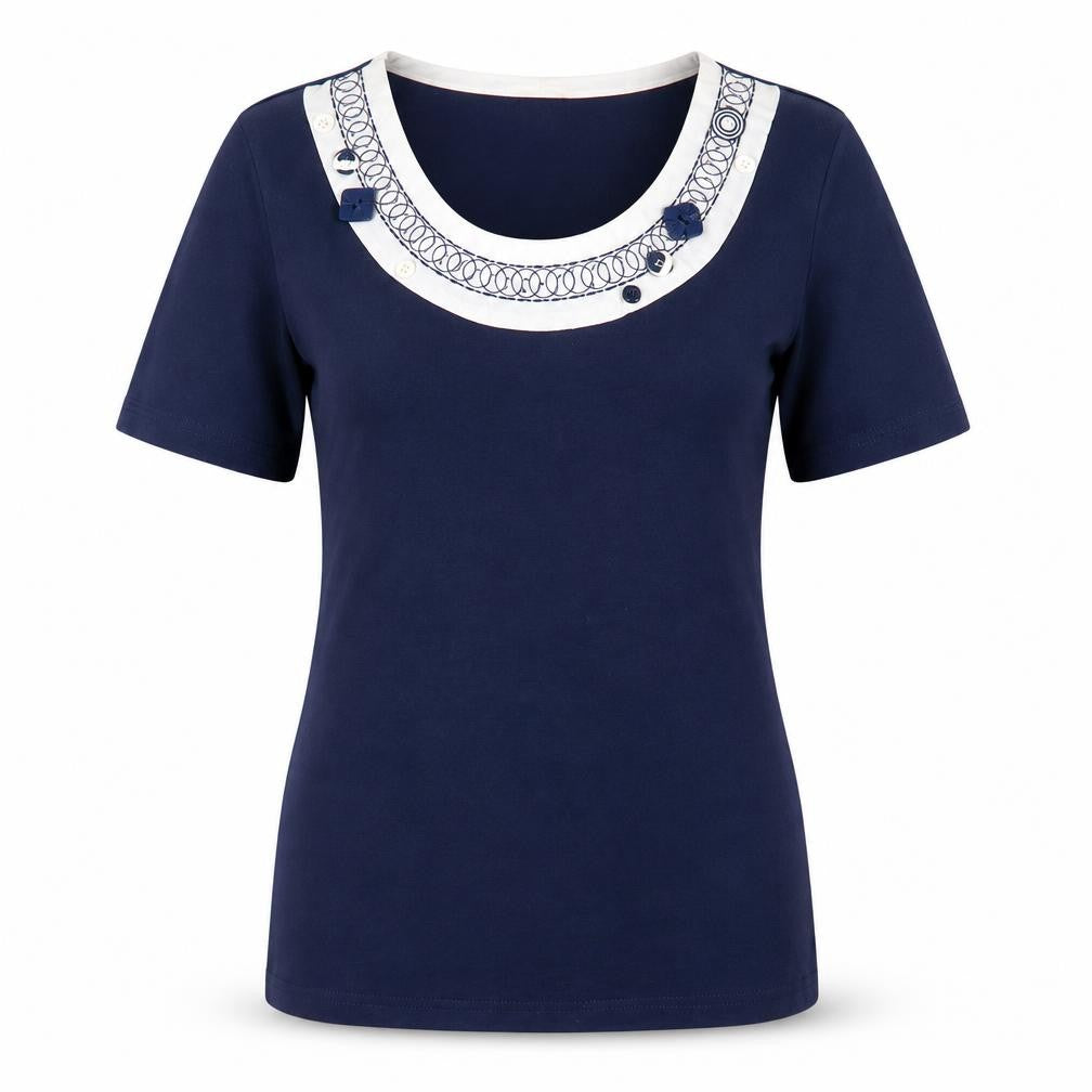 Damart Women's Blue T-Shirt Size 10/12 - Elegant Casual