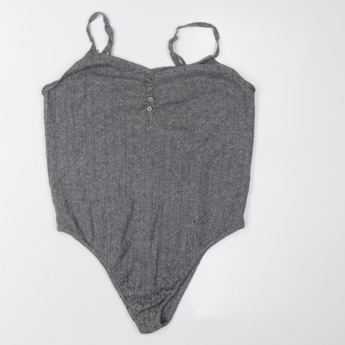 Stitch & Pieces Women's Grey Knit Bodysuit M - Casual Chic